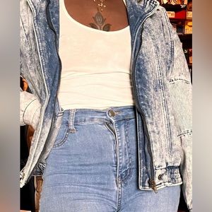 Acid Wash Denim Bomber